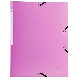 Exacompta - Ref 55820E - Opaque PP Elasticated 3-Flap Folders - Suitable for A4 Documents, 0.5mm Polypropylene, Spine Label, Suitable for Confidentiality - Pink