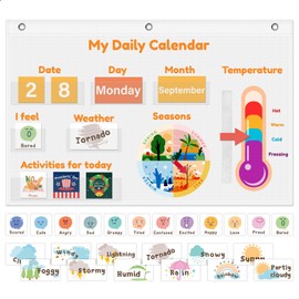 Jenlan My Daily Calendar Pocket Chart ‑ All About Today for Kids