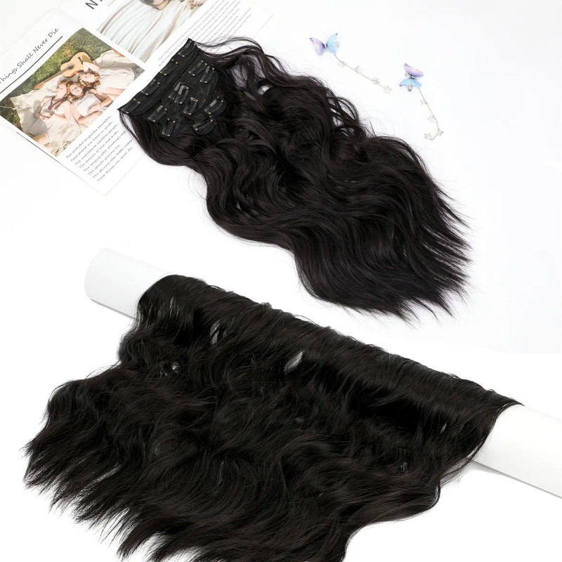 Extensiones De Cabello De Pelo Ondulado Cortinas Clip 6 Pzs