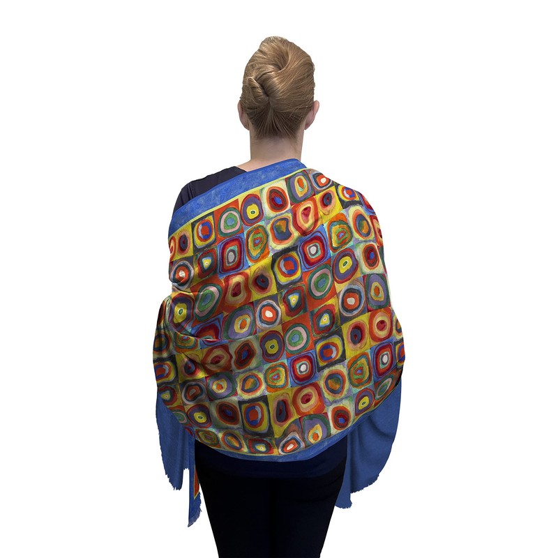 RainCaper Silk Blend Shawl Wraps For Women, Kandinsky Circles