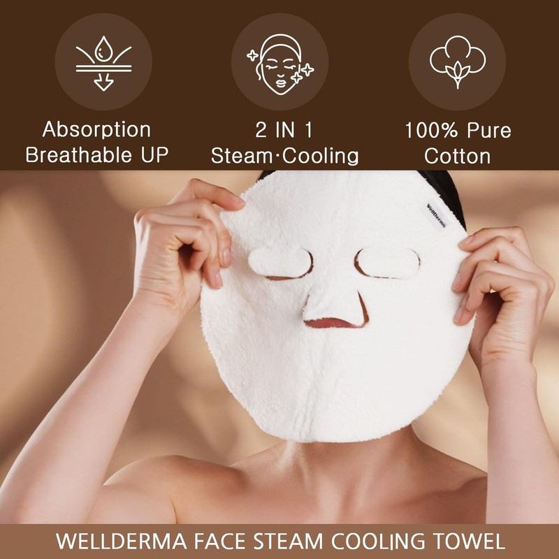 WELLDERMA Face Steam & Cooling Towel – Reusable 2-in-1 Warm