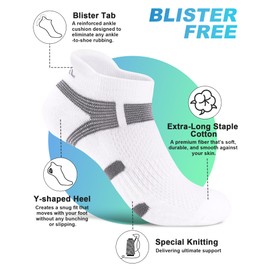 Trusiel Womens Ankle Socks Athletic Running Cushioned Anti-Blister Low Cut Tab No Show Socks for Women 5 Pairs Grey Large Size 7-11