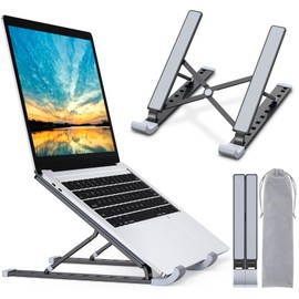 Babacom Laptop Stand, 9-Level Aluminium Laptop Stand, Portable, Height-Adjustable, Ventilated Notebook Stand, Compatible with MacBook Pro Air, Lenovo, Dell, 10-15.6 Inch Laptops, Tablets