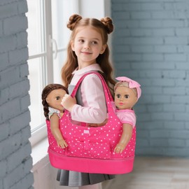 ECORELF Baby Doll Accessorie, 13 Pcs Doll Stuff Acessories Storage Diaper Bag Set for 14-18 Inch Dolls, Feeding and Caring Set Includes Diaper, Bottle etc Suitable Pretend Play