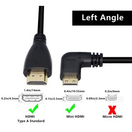 CERRXIAN 50cm 19.6inch High Speed Gold Plated Mini HDMI Left Angle Male to HDMI Male Cable (Black) L