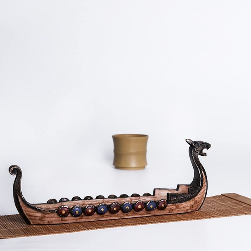Viking Ships Incense Holder, Retro Ships Ornament for Home Decor,