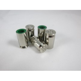 45 Caliber Bullet Shell Casing Universal Tire Valve Stem Caps - Set of 5 - Car SUV Truck Motorcycle Bike ATV (Nickel)