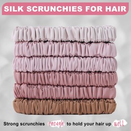 6Pcs Silk Hair Ties Small 22 Momme 100% Pure Mulberry Silk Scrunchies for Women Girls Thin Skinny Hair Sleep Scrunchies No Damage(Color 13)