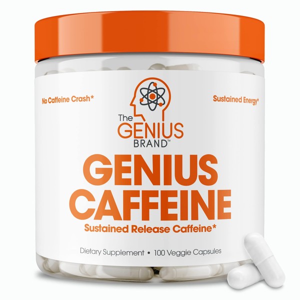 Genius Caffeine - Sustained-Release Microencapsulated Caffeine Pills for Smooth, Long-Lasting