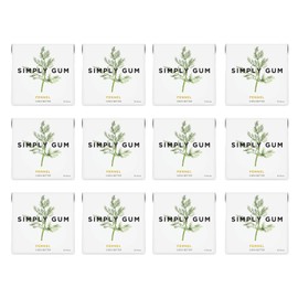 Simply Gum | Fennel | Pack of Twelve (180 Pieces Total) | Synthetic Free + Aspartame Free + non GMO