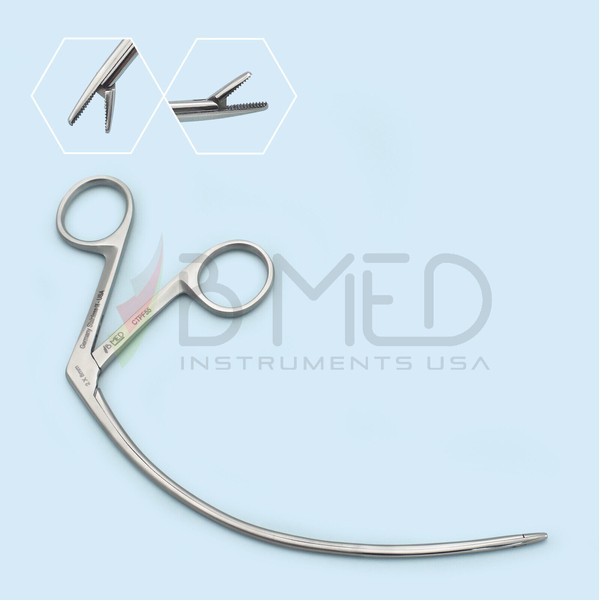 B-Med Instruments Carroll Tendon Retriever Forceps 5 1/2" Curved 2mm