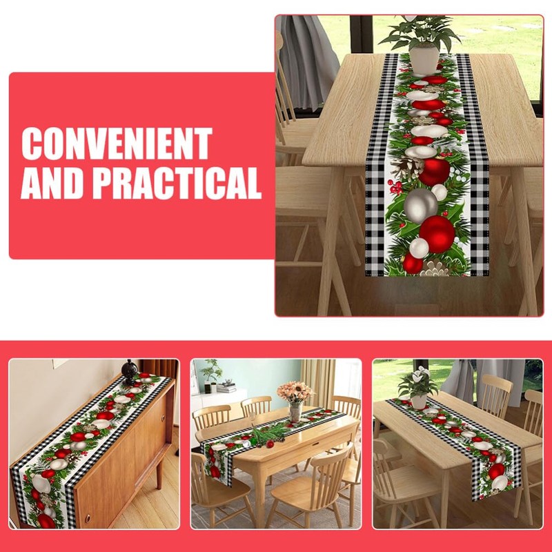 TOVINANNA Christmas Table Runner Elegant Holiday Tablecloth for Dining and