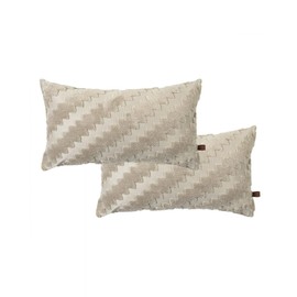 HAMUR HOME Set of 2 Cushion Covers, 30 x 50 cm, Boho Decorative Cushion Cover, Sofa Cushion, Decorative Couch Cushion Cover, Decorative Cushion Cover Set for Living Room, Bedroom (Zigzag, Ecru)