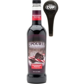 Upouria Coffee Syrup - Peppermint Mocha Flavoring Syrup, 100% Gluten Free, Vegan, and Non Dairy, 750 mL Bottle - Coffee Syrup Pump Included