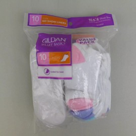 Gildan Smart Basics 10-Pair Girls No-Show Liner Socks - Size 10.5-4, White #4576