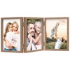 3 Picture Frame 5x7 Triple Hinged MDF Wood Grain with
