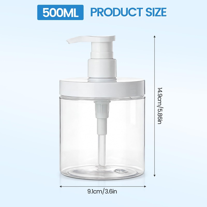 Pump Bottle Dispenser for Conditioner,17 oz Refillable Clear Lotion Jar