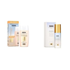 ISDIN Fotoprotector Fusion Water Color Light SPF 50, Protector Solar Facial Uso Diario, Textura Ultraligera, 50ml + ceutics hyaluronic concentrate, se