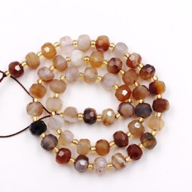 Fukugems Wholesale Natural Stone Beads for Bracelets Necklaces Sold Per Bag 5 Strands and a Roller Cord Inside Faceted Septum Grey Stripe Agate 8 mm