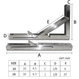 Folding Shelf Brackets - Heavy Duty Stainless Steel Collapsible Shelf Bracket for Bench Table, Space Saving DIY Bracket (16 Inch 4PCS)