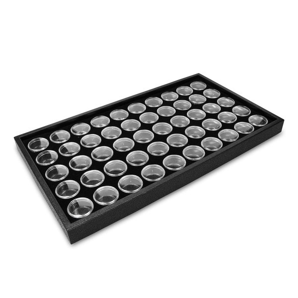 Ikee Design - Frascos de espuma negra para coleccionables, caja de almacenamiento de organización del hogar con 50 piedras preciosas y tarros de almacenamiento de abalorio