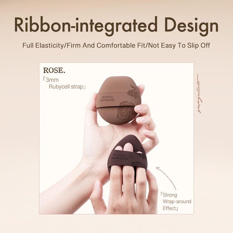 Momo's Workshop Rose Tatami Makeup Sponge Set,Double-Sided Egg Shape Rubycell