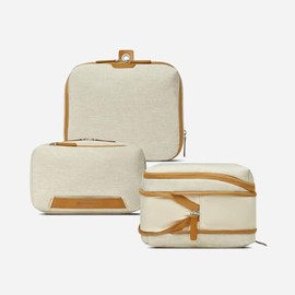 Nordace Travel Packing Organizers Set for Men and Women - 2x Packing Cubes & 1x Wash Pouch - Durable & Water Resistant (Beige-Brown)