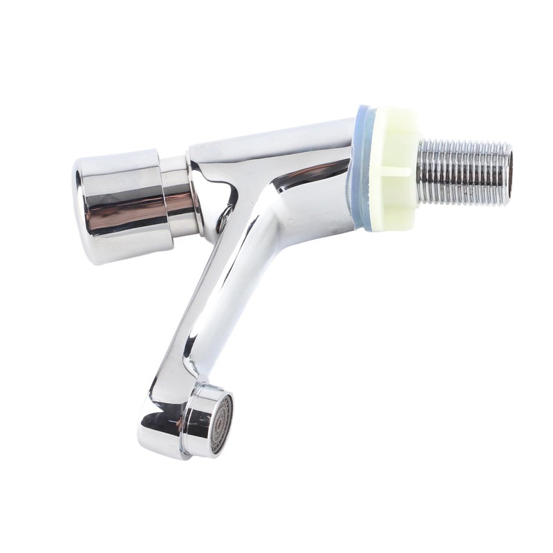 Delay Faucet Bathroom Tap Faucet Plated Chrome Self-Closing Water-Saving Delay