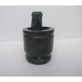 Natural Stone Mortar and Pestle Set - 3x4 inch - Stoneware Grinder Masher Crusher Bowl - Polished Green Marble - Kitchen Essential for Spice, Herb Grinding - Okhli and Musal