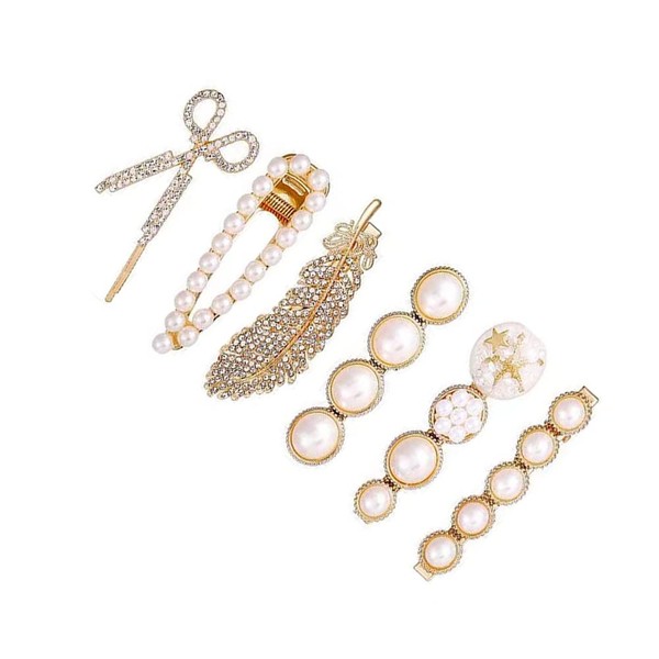 Pearls Hair Clips Pins for Women Girls Trendy Hair Barrettes for Thick Thin Hair for Birthday Gifts Bling Hairpins Headwear Barrette Styling Tools Accessories