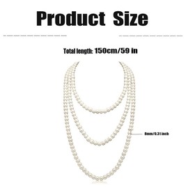 Faux Pearl Necklaces,Women Long Pearl Necklace Costume Jewelry,Pearl Necklace Vintage Multi Strands Necklace,Layered Pendant Pearls Jewelry Pearl Necklaces,White Pearl Costume Necklace (Off white)