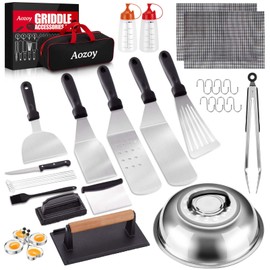 Griddle Accessories Kit 36PCS - Flat Top Grill Accessories for Blackstone and Camp Chef Metal Spatula Tools Set with Burger Press Scraper Tongs Carry Bag for Outdoor Grilling BBQ Cooking