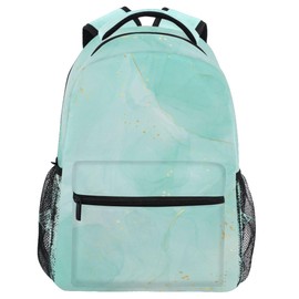Wamika Turquoise Tie Dye Backpack for School Marble Aqua Girls Boys Backpack Bookbag Kids Children Teens Backpacks for Age 6-16 M