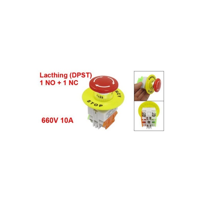 YQBOOM 1 Pcs Red Mushroom Cap 1NO 1NC DPST Emergency