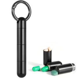 VANSU Titanium Keychain Pill Holder,Mini Pill Case Keychain,Waterproof Pocket Pill Case,Small Pill Container for Travel Purse(3 Compartment)
