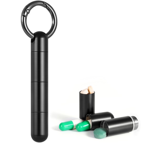 VANSU Titanium Keychain Pill Holder,Mini Pill Case Keychain,Waterproof Pocket Pill