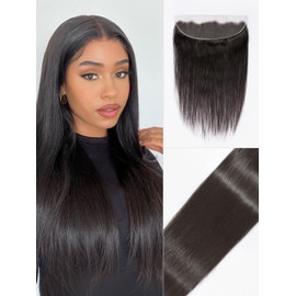 LUVME Natural Black Frontal 13x4 HD Lace Frontal Closure 18 Inch Frontal Lace Closure with Free Part Natural Hairline 150% Density Lace Front Closure