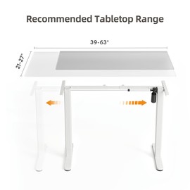 Claiks Standing Desk Frame, Electric Stand Up Desk Frame Workstation Up to 63",T-Shaped Adjustable Standing Computer Desk for Home and Office, (White Frame only)