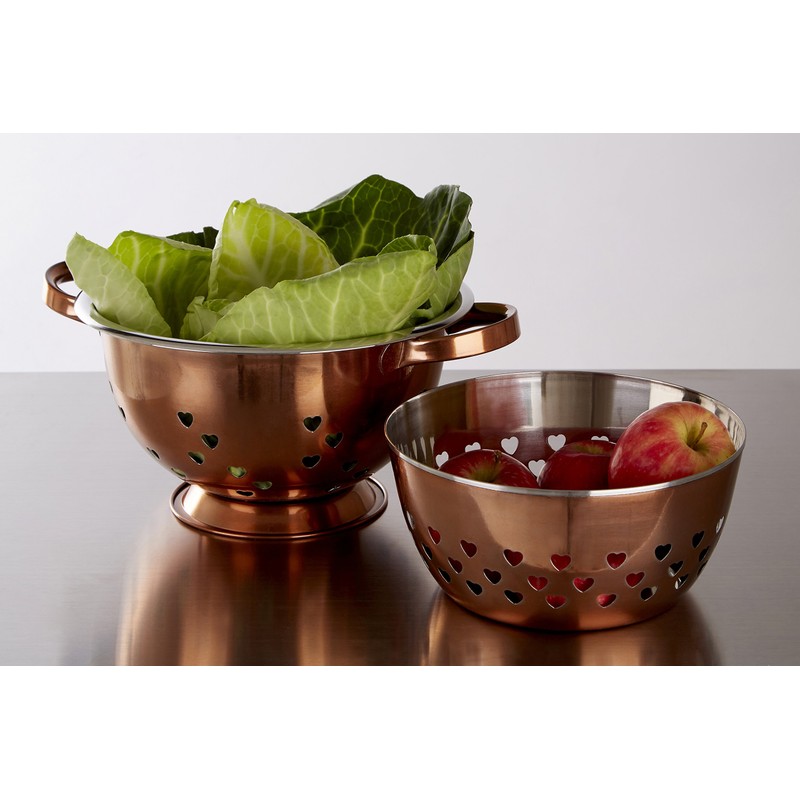Premier Housewares Bowl with Hearts Design, Rose Gold