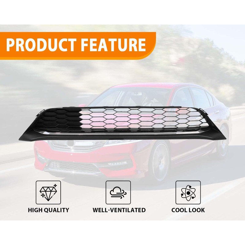 YLT AUTO Front Bumper Lower Mesh Grill Grille W/Chrome Trim