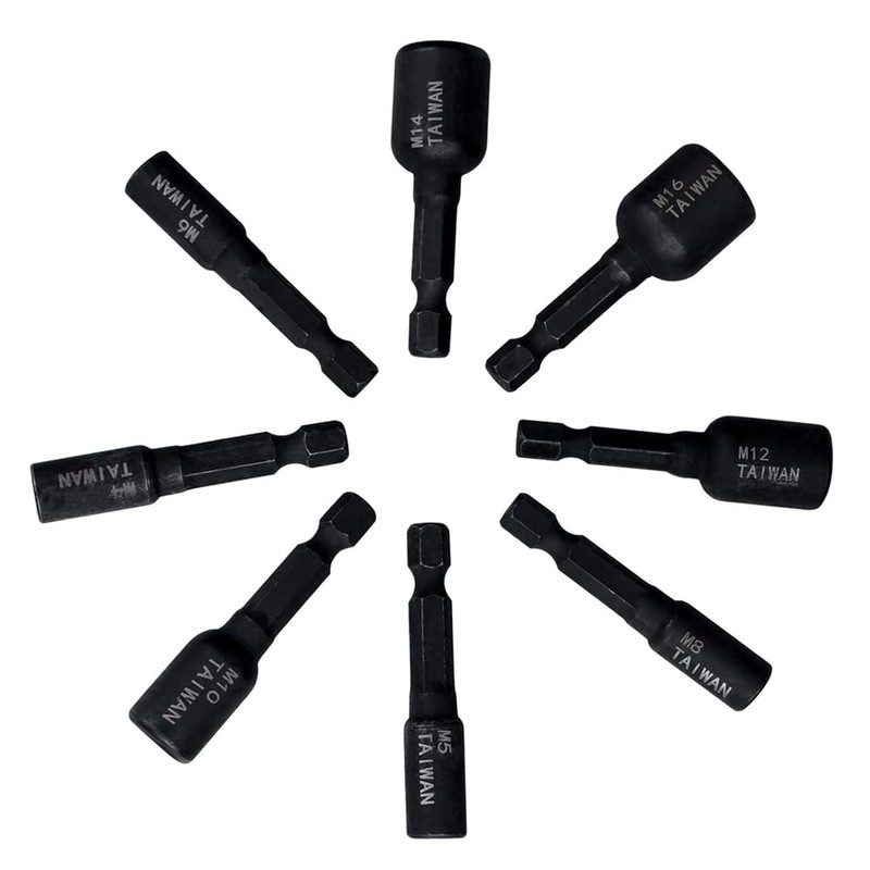 Mesee 8 Pieces M4-M16 Tap Socket Adapter, 1/4 Inch Hex