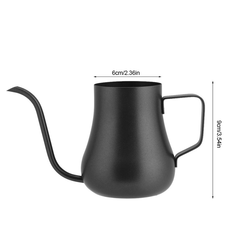 280mL Black Stainless Steel Drip Coffee Pot Gooseneck Long Mouth