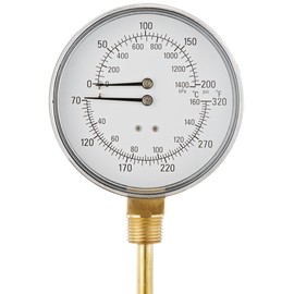 PIC Gauges TRI-RC-402L-G Bottom Mount Industrial Round Dial Tridicator w/ Painted Grey Steel Case, Plastic Lens, 4" Dial, 0/200 psi Range, 1/2" Male NPT