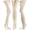 JaGely 3 Pairs Womens Fishnet Hollow Out Knitted Tights Patterned
