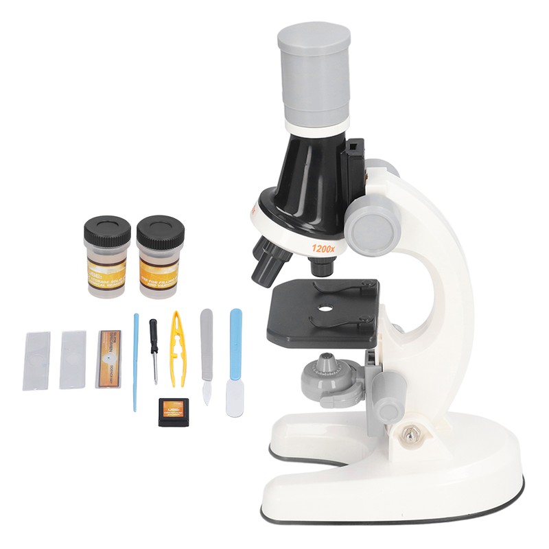 Kids Microscope Kit LED 1200X Microscope with Specimen Slides Science