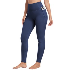 CHRLEISURE Leggings with Pockets for Women - Tummy Control High Waisted Soft Workout Yoga Pants（Navy,S）