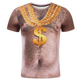 RAISEVERN RAISEVERN Hairy Chest Mens T Shirt Funny 3D Printed Cool Tee Shirt Ugly Muscle Graphic T-Shirts Custom Womens Vintage 90S Teen Boys Party Gifts, M