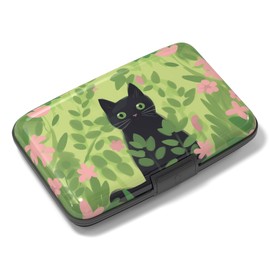 Rimilak Aluminuml Credit Card Holder, Mini Credit Card Wallet RFID Blocking Slim Metal Hard Case for Women Men, Kind Cat