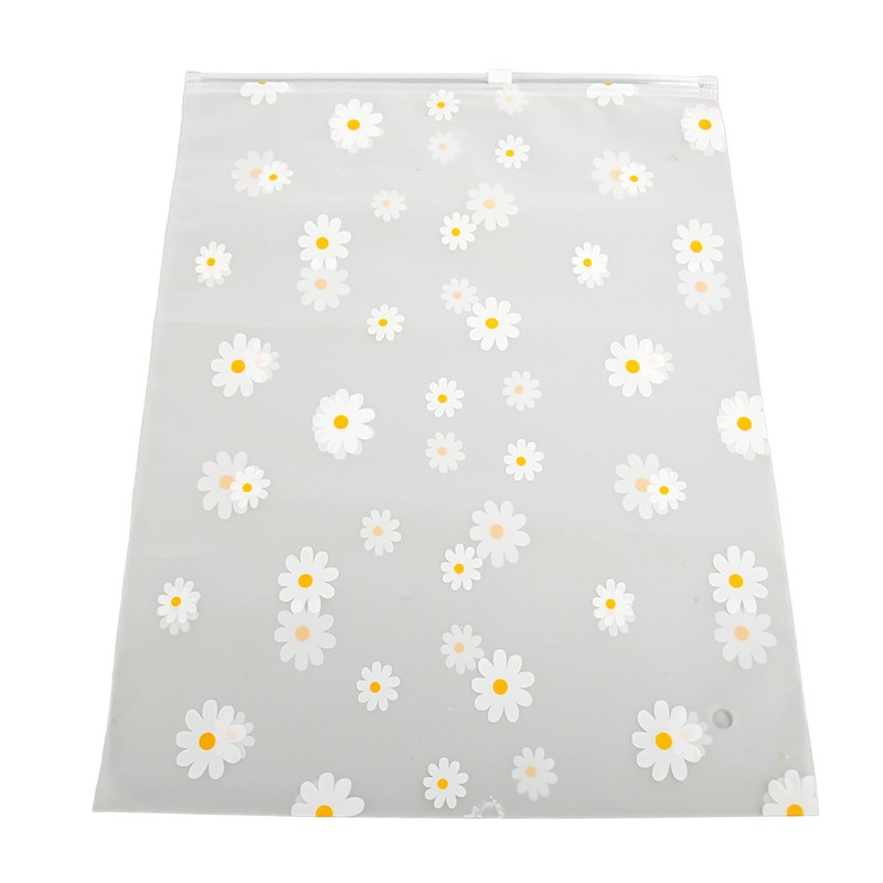 30PCS Frosted Slide Zip Plastic Bags Daisy Pattern Reusable Lightweight