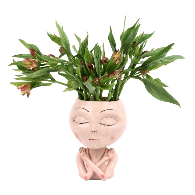 Face Head Planter Succulent Plant Flower Pot Resin Container Face